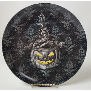 Harvest Green Studio Halloween Jack-o'-Lantern Witch Hat Decor Plate 10.5"